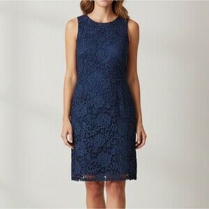 J.Crew | Women Blue Lace Sheath Dress 6 Event Party Social Wedding Guest Office